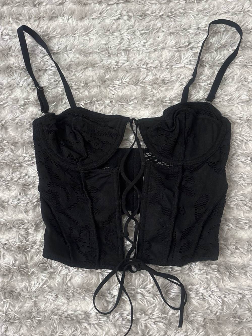 Urban Outfitters Black Lace-Up Bustier Camisole